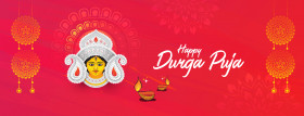 Indian Religious Festival Happy Durga Puja Facebook Cover BannerTemplate