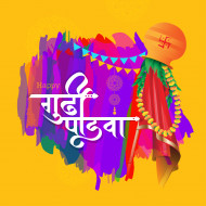 Indian Religious Festival Happy Gudi Padwa Hindi Background Template