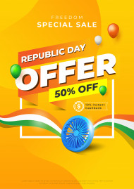 Indian Republic day sale poster template