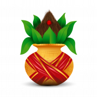 Mangal Kalash Illustration with Mango Leaf and Coconut